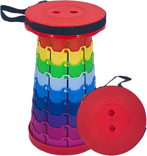 折りたたみ椅子 伸縮式 アウトドアチェア 折り畳み式 キャンプ椅子 キャンプスツール 軽量 防水 持ち手付き 持ち運び便利開閉 耐荷重200KG 釣り/観戦/花火大会/屋内/屋外用 (赤トップ・カラーコア) [並行輸入品]