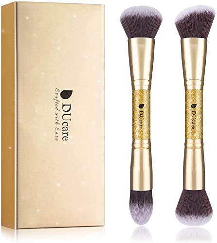 DUcare Makeup Brushes Duo End Foundation Powder Buffer and Contour Synthetic Cosmetic Tools 2Pcs