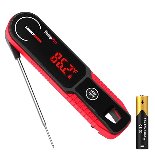 Image of TempPro Lightning 1-Sec Instant Read Meat Thermometer, Kitchen Food Thermometer with 180 Rotating Display, IP67 Waterproof Cooking Thermometer for Deep Fry Smoker BBQ Grill (Previously ThermoPro)