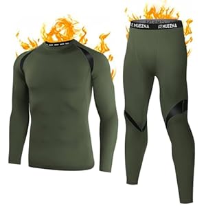 Muezna Men’s Thermal Top and Bottom Set Underwear Long Johns Base Layer with Soft Fleece Lined