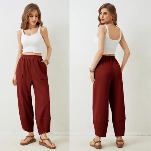 Womens Baggy Wide Leg Pants Casual Elastic Waisted Palazzo Harem with Pockets Sweatpants Women's Loose Wide-Leg Bottom4