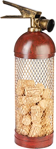 BRUBAKER Extintor de Incendios Decorativo - Contenedor de Corcho de Vino - Almacenamiento de Corcho Decoración de Metal Interior - Regalo de Vino para Bombero y Amante del Vino