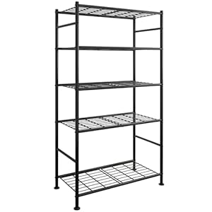 Storage Shelves – 5 Tier Shelf Organizer, Heavy Duty Garage Shelving Unit with Leveling Feet, Stable Metal Shelves Organizer for Pantry, Kitchen and Closet, 33.1″ W X 12.6″ D X 72.0″ H, Black