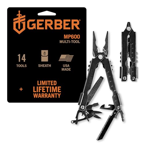 Gerber Multi-Tool ohne Messer mit Nylon-Scheide, Einhandöffnung und 14 Funktionen, MP600 Bladeless, Schwarz, 30-000952