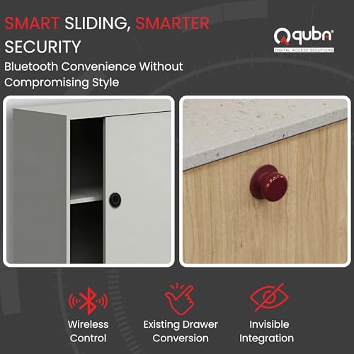 Image of Quba QS-004-FSLB Smart Furniture Lock (Jet Black)-Fingerprint & Samrt APPL Unlock-Biometric-Lock for Sliding Cabinet, Wardrobes-Office Sliding Panels & Cabinets, Home Almirah-2 Year Warranty