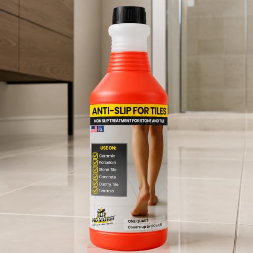Image of Anti Slip Tile Treatment (Quart) Non-Slip Floor Treatment for Grip on Stone, Porcelain & Ceramic. Indoor & Outdoor, Residential & Commercial Slip Prevention, Works Fast for Lasting Traction