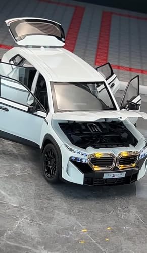 Image of 1:24 BMW XM Model Car Alloy Diecast Pull Back Toy with Lights & Music Openable Doors Metal Sports Car for Kids & Collectors Realistic Design Gift for Boys & Girls (White)