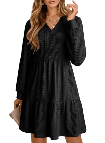 Dokotoo Holiday Dresses for Women 2025 Winter Clothing for Women Long Sleeve V Neck Textured Casual...
