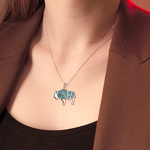 Lauren-Spencer Gemstone Animal Necklace Turquoise Tiger's Eye Tumbled Chips Animal Pendant Necklace Bear Moose Goat Deer Elk Necklace Wildlife Nature Jewelry Gift for Women Men3