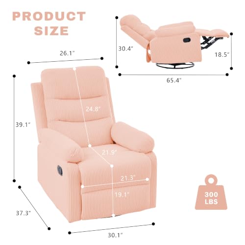 Image of Rocking Recliner Chair,Manual Swivel Nursery Recliner with Corduroy