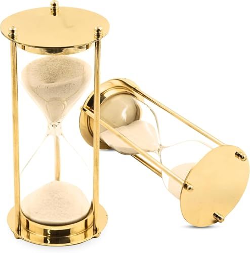 Image of Sand Timer Vintage Hourglass for Home Decor, Office Desk, and Gift - Classic 5-Minute Sand Clock with Durable Glass and Gold Finish