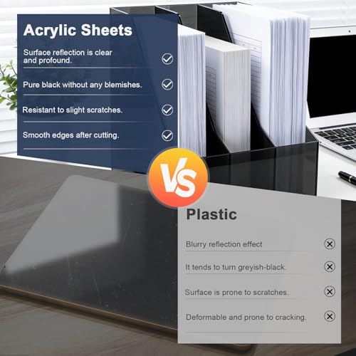 Image of KINLINK 12x16 Plexiglass Sheets 1 /8 inch Thick - 3mm Black Transparent Cast Acrylic Sheet, Plastic Sheet Polycarbonate Sheet for DIY Project, Craft, Acrylic Sign Wedding Invitation 4 Pack