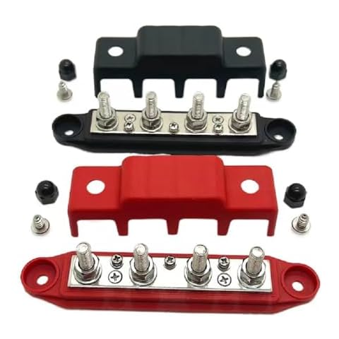 250A 12V-48V Bus Bar Battery Power Distribution Block for M8, 4 x 3/8" Posts, 6 x 5/16" Posts, Power Supply for Cars, RVs, Ships, Yachts, Etc. Cover