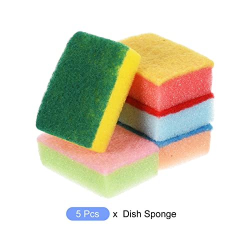 Image of METALLIXITY Kitchen Cleaning Sponge (9cm x 6cm /3.54 inch x 2.75 inch) 15pcs, Dish Sponges - for Washing Pots, Pans, Bathroom, Green /Yellow /Blue /Pink /Purple