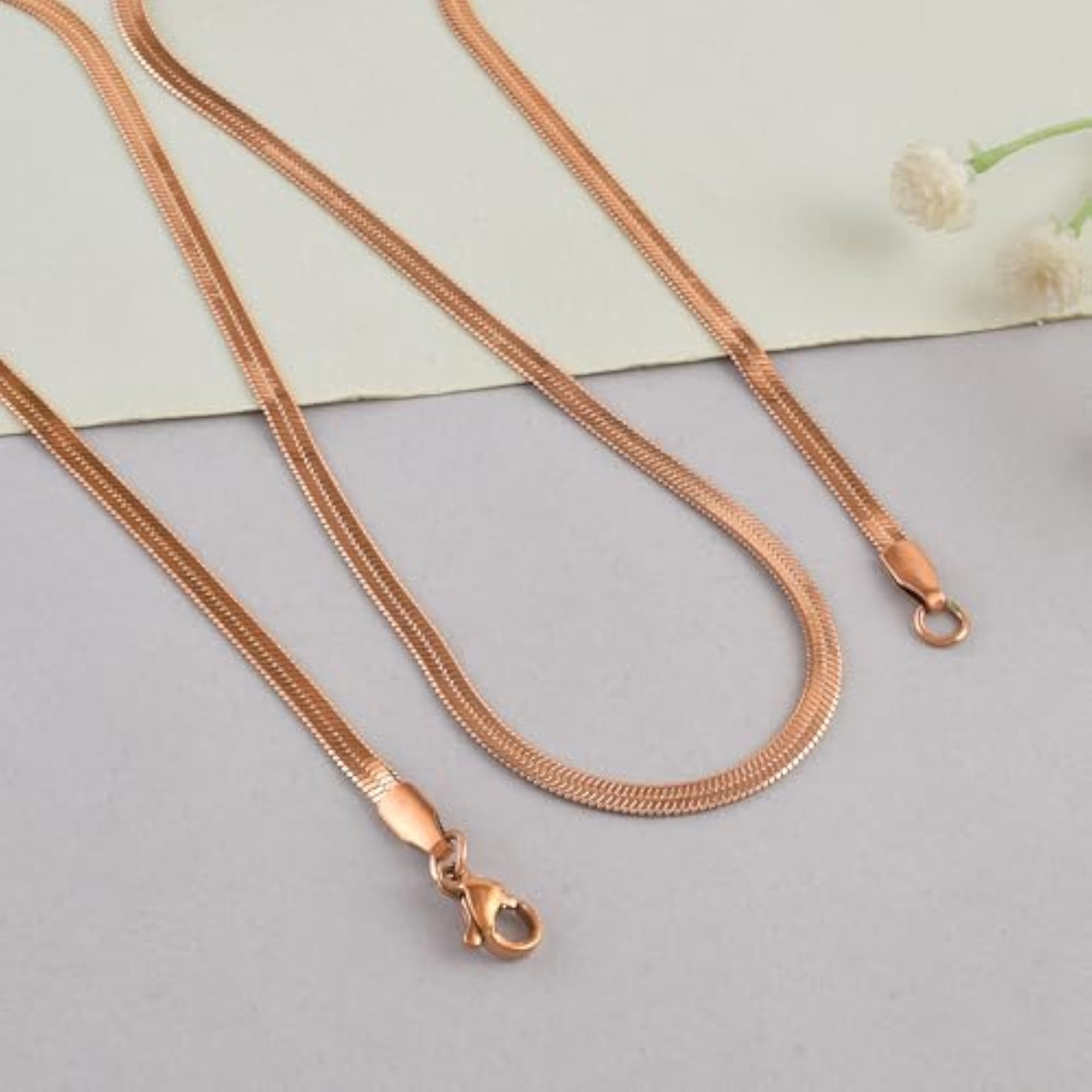 Men's Pure Copper Flat Snake Chain Necklace