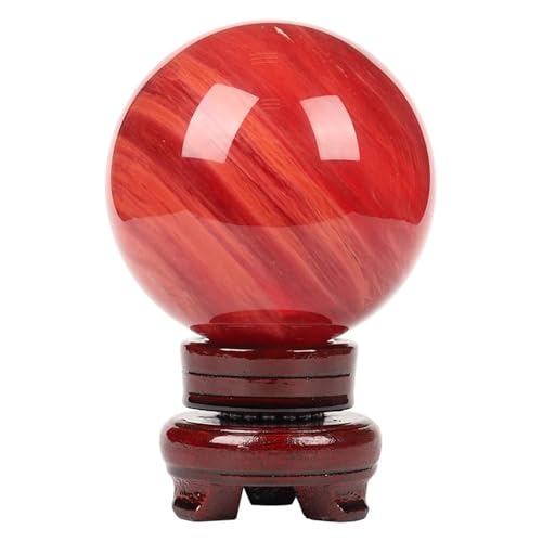 Boule de cristal rouge fondante 180mm avec support pour divination