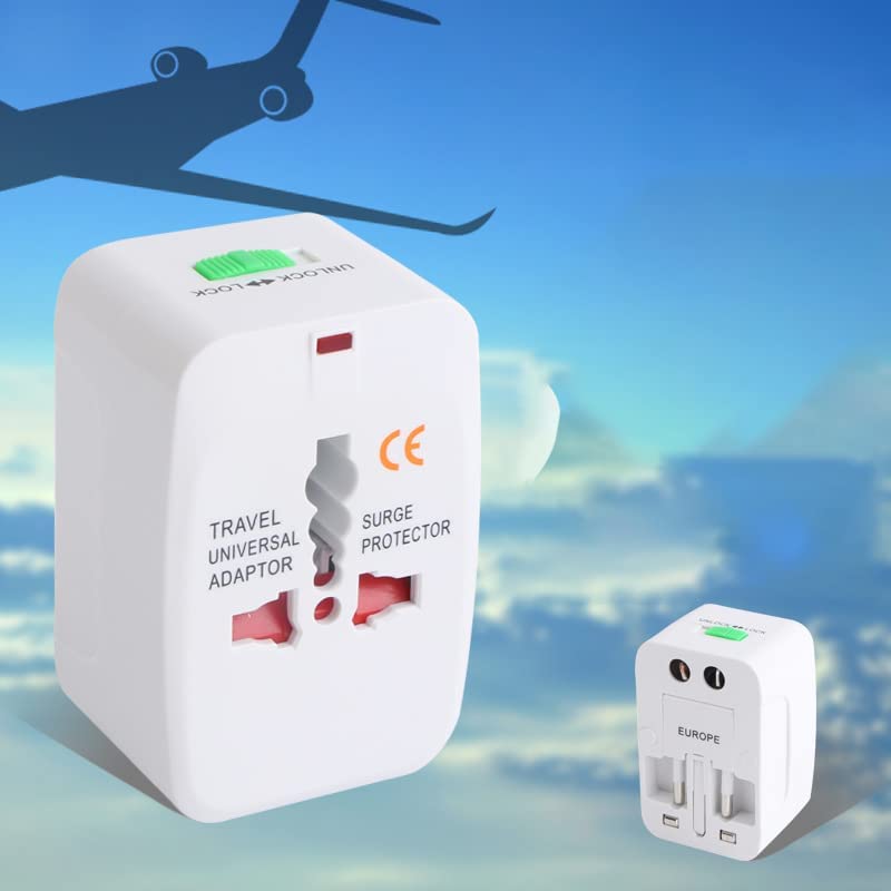 Esselkay All in One Non USB Universal Worldwide International Travel Adapter Plug for Laptops, Cameras (Supports Over 150 Countries Including US, AUS, NZ, Europe, UK)- White
