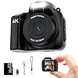 ミニデジタルカメラ デジタルトイカメラ 1.54インチ画面 4K 32GBカード付属 撮影・動画機能 キーホルダーセット 軽量 修学旅行 学生 初心者 (ブラック)