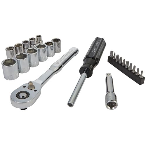 CRAFTSMAN Mechanics Tool Set 24 Piece 3/8 Inch Drive Metric 90-Tooth (CMMT12111)