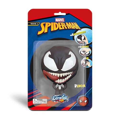 CICABOOM Elastikorps HeroPop 10 cm - Figura Extensible Marvel - Venom, Color Negro