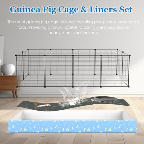 Guinea Pig Cages with Tarp and Bedding Pee Pad Liner, 2-Story Large Guinea Pig Playpen C&C Loft Cage for 2 Rabbit Bunny Chinchilla Small Animal Habitat for Indoor - Image 3