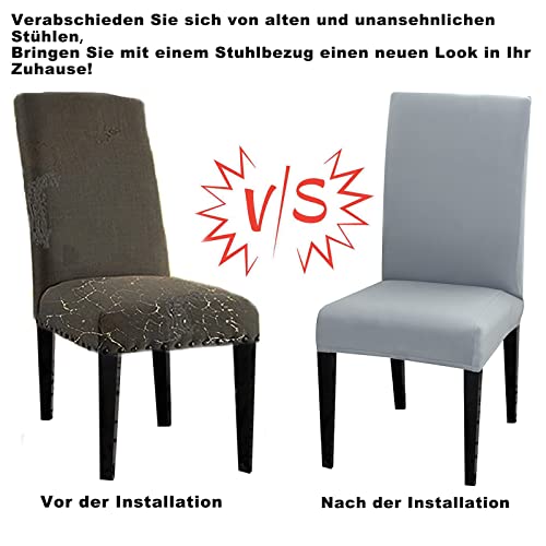 Meision Stuhlhussen 4 oder 6er Set, Abnehmbare waschbar Spandex Stuhlüberzug Stuhlbezug Stretch Universale für Hotel, Zeremonie, Bankett, Restaurant, Zuhause(4er Set, Anthrazit)