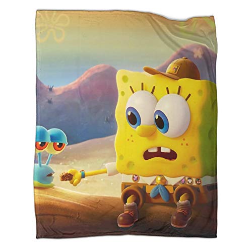 Spongebob mit Hut und kleiner Schnecke füttern auf U-Boot, Film, TV, Reisedecke, superweich, leicht, bequem und warm, Plüschdecke,