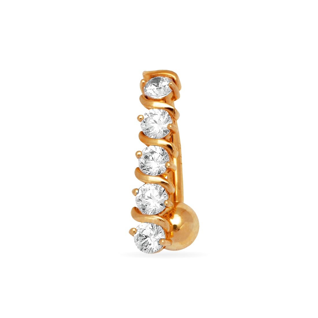14 Karat Gelbgold CZ Zirkonia Simulierter Diamant 14 Gauge Fancy Körperschmuck Bauchnabelring misst 21 x 5 mm Schmuck Geschenke für Frauen, Metall, Zirkonia