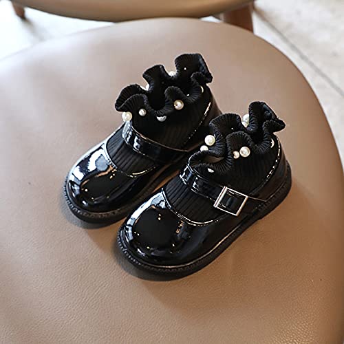 EnJoCho Children Ankle Boots Girls Kids Warm Knit Cotton Boots Leather Knitting Patchwork Slip On Kids Socks Shoes Princess Boots3