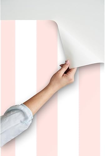 Miniatura 3 de Spoonflower Papel tapiz autoadhesivo de 3 x 2 pies, papel tapiz digital moderno a rayas rosas suaves