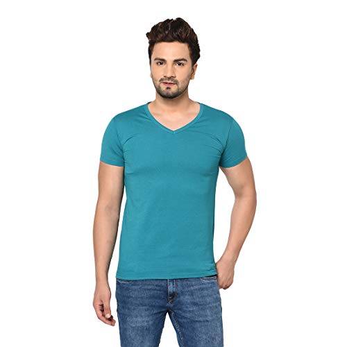 Image of Men's Cotton Blend Half Sleeve V Neck Tshirt