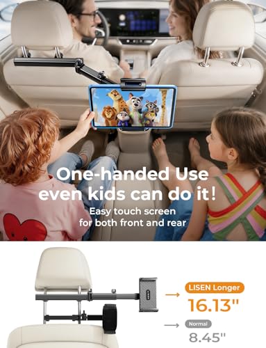 LISEN iPad Holder for Car Mount, Tablet Holder Car Headrest Kids Travel - image 3