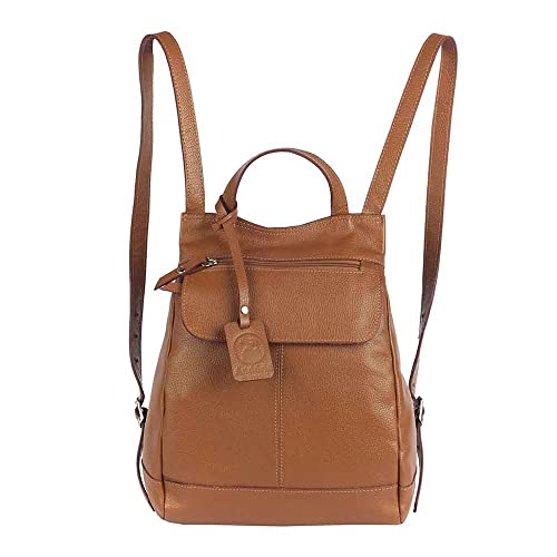Mochila em Couro Genuíno para Estilo e Durabilidade Ideal para Trabalho,Viagens e Passeios (Caramelo)