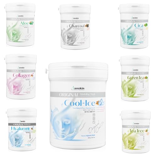 jNE Anskin Original Modeling Mask Powder Pack | Korean Skincare Face Pack for Calming Irritated Skin Deep Hydration & Pore-Cleansing Care (8.47oz / 240g Cool Ice)