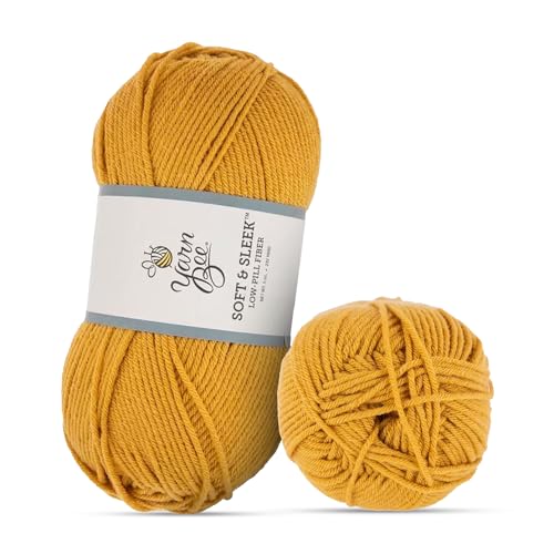 Image of Hobby Lobby Yarn Bee Soft & Sleek Yarn, 100% Low Pill Acrylic, Crocheting & Knitting (Mustard)