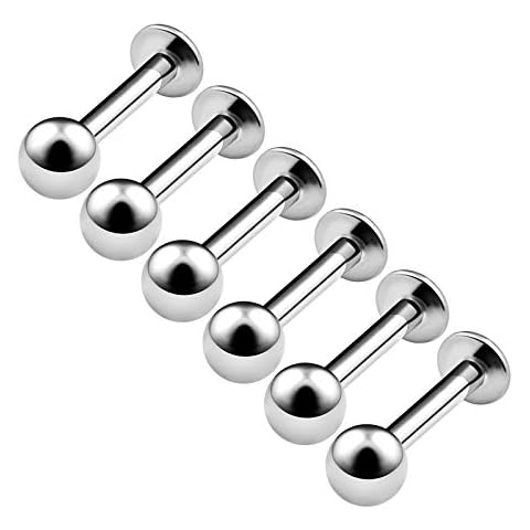 6PCS Surgical Steel Labret Studs Set Cover