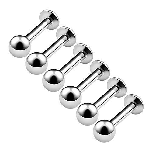 KJM Fashion - Juego de 6 piercings de acero quirúrgico anodizado para labio, bola de serpiente, cartílago, tragus, medusa, aretes de Marilyn Monroe