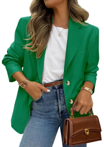 PRETTYGARDEN 2026 Blazers for Women Business Casual Long Sleeve Lapel Open Front Suit Jacket Work Blazer with Pockets (Green Medium)