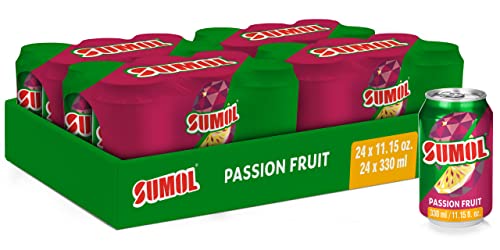Sumol Passion Fruit Sparkling Juice Beverage, Real Fruit Pulp, Imported from Portugal, 11.15 oz Cans (Pack of 24)