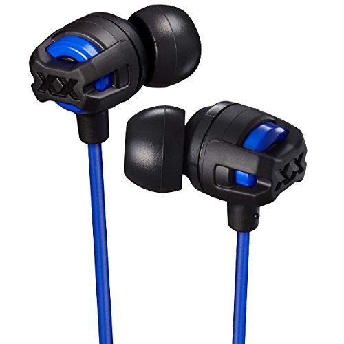 JVC Xtreme Xplosives In-Ear Headphones Sweat Proof Earphones with Built-In Remote and Mic for Call Handling - Blue