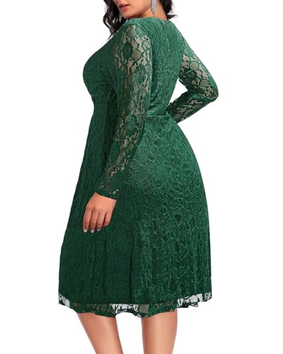 Women Plus Size Wedding Guest Dresses Cocktail Black Wrap Lace Fall Formal Long Sleeve Knee Length Evening Party Dress4