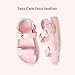 FabKids Girl's Flat Sandals Comfort Adjustable Double Strap Slip on Leather Footbed Sandals Pink for Little Kids Size 12