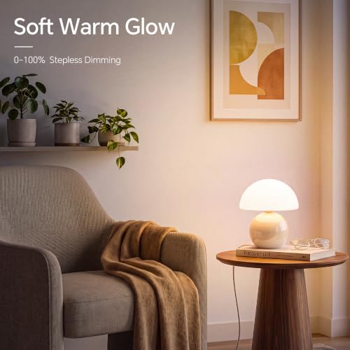 Image of Dawnwake Mushroom Lamp Table Lamp for Bedroom-Small Desk Table Lamps,Cream | 8.7 inch Mid Century Modern Table Lamps for Living Room Bedroom Decor,Cute Ceramic Lamps for Mushroom Home Room Decor,Glass Shade