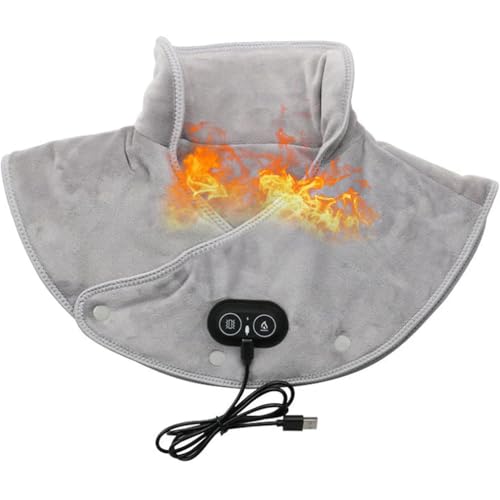 Electric Neck and Shoulder Heating Pad with Vibration, Electric Heat Pad with 3 Heating Levels, Heated Neck Warmer, Portable Heated Shoulder Wrap for Shoulder Neck Back, Machine Washable
