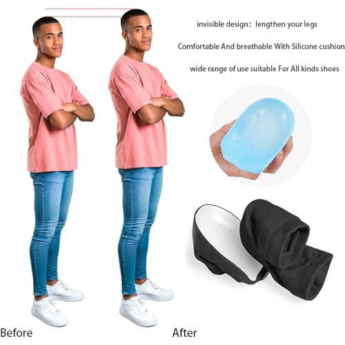 Rizzsoles Height Max Socks 2-Pack, palmilhas de aumento de meia altura, almofadas de salto de elevaç