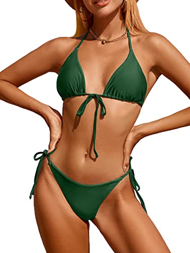 Image of Bikinis Swimsuit Set for Women Swimwear Triangle Bathing Suit Tie String Thong