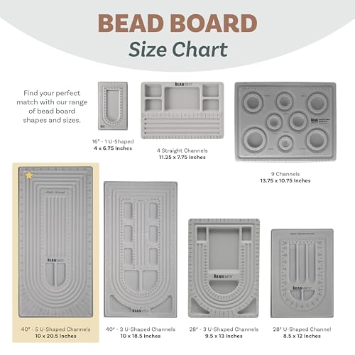 Image of The Beadsmith Bead Board, Grey Flocked | 5 U-Shape and 6 Straight Channels, 10 x 20.5 inches, Design Boards for Creating Bracelets, Necklaces and More