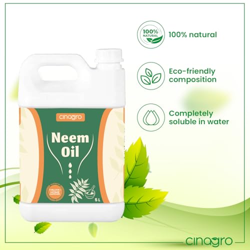 Image of Cinagro Cold Pressed Neem Oil Concentrate (5L) Organic, Water-Soluble, Plant Protector for All Plants, Indoor & Outdoor Use