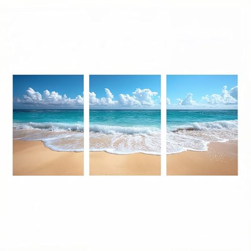 3 Piezas Playa Diamond Painting Adultos 5D Diamond Painting Mar, Pintura Diamante Manualidades Adultos 30x20 cm*3, Cristal Artes Bordado Punto Cruz Cuadros Decoracion Salon Modernos Regalo HXZH-0105