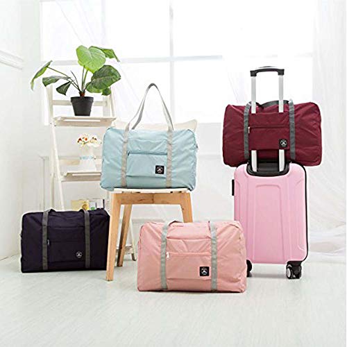 2 Pack Foldable Travel Duffel Bag, Lightweight Carry On Luggage Bag for Women and Men, Waterproof Multipurpose Sport Duffle for Sports, Gym, Vacation (pink)